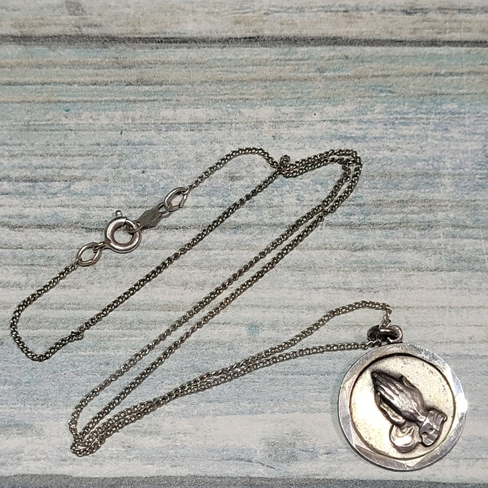 Speidel Sterling Serenity Prayer Pendant Necklace. - Picture 1 of 12